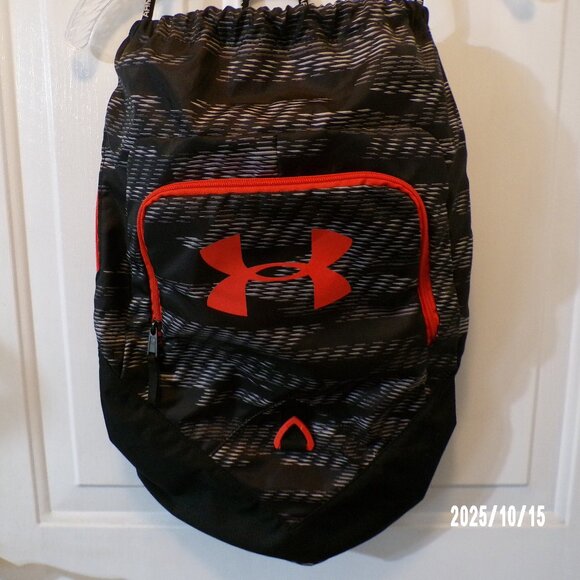 UNDER ARMOUR WOMEN'S BLACK, RED AND WHITE DRAW STRING BACK PACK - Picture 2 of 5